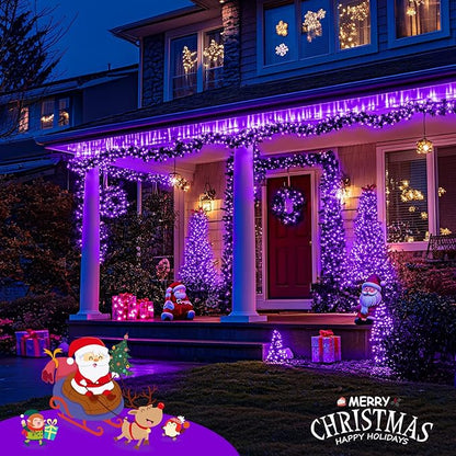 JMEXSUSS Connectable Purple Lights Indoor, 150 LED 8 Modes Halloween String Lights Outdoor Waterproof, 59FT Purple Halloween Light for Party Bedroom Tree Christmas Decorations