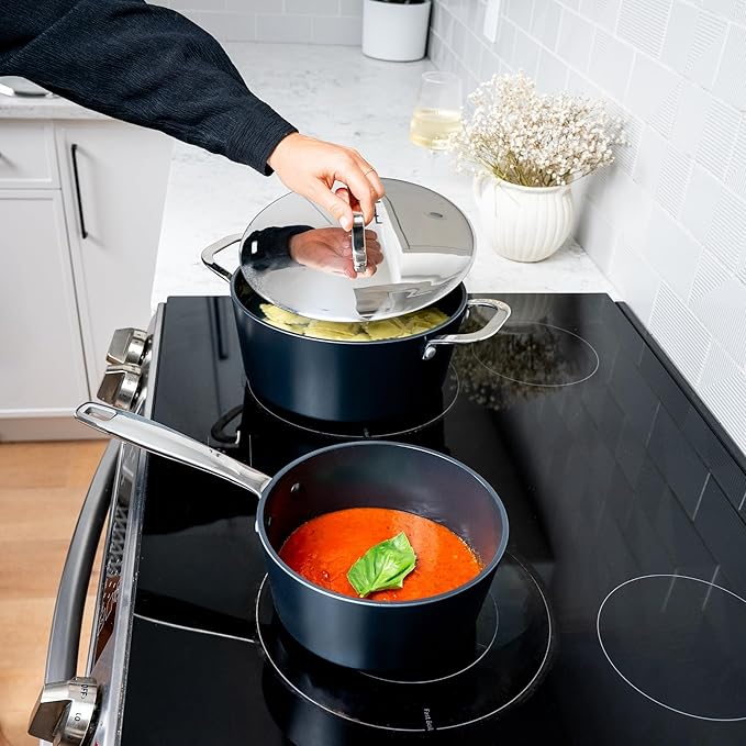 Alva Maestro 6-Piece Nonstick Ceramic Cookware Set – Toxin-Free, Scratch-Resistant, Induction Compatible – Even-Heat Aluminum Base – Oven & Dishwasher Safe – Healthy Nonstick for Everyday Cooking