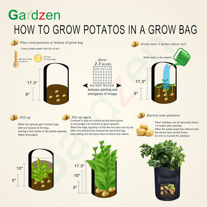 Gardzen 6 Pack BPA-Free 10 Gallon Vegetable Grow Bags with Access Flap and Handles, Suitable for Planting Potato, Taro, Beets, Carrots, Onions, Peanut