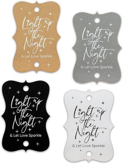 Summer-Ray 50pcs Light up The Night & Let Love Sparkle Wedding Sparkler Tags (Matt Black)