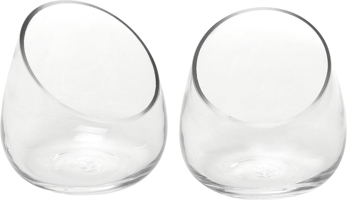 MyGift 5 Inch Premium Clear Glass Air Plant Terrarium, Mini Candy Bowl Jar, Tealight Candle Holder, Succulent Cactus Plant Vase, Set of 2