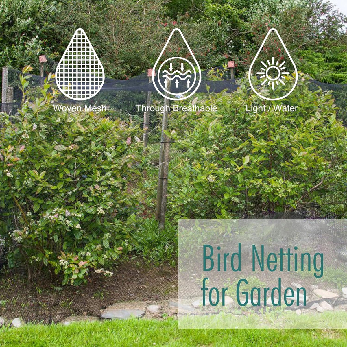 Bird Netting for Garden, Fetanten 7.5 x 100 FT Netting for Garden Protection Vegetables Fruit Trees Blueberry from Birds Deer Poultry, Heavy Duty Woven Mesh Net Animal Fencing with Ties and Staples