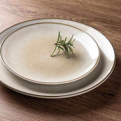 AmorArc Ceramic Dinnerware Sets for 4, 12 Pieces Handpainted Stoneware Plates and Bowls Set, Scratch Resistant Dishes Set, Dishwasher & Microwave Safe, Cappuccino