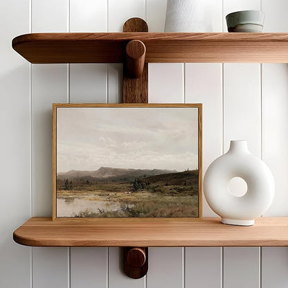 Floating Framed Vintage Canvas Wall Art Decor – Scenic Landscape Paintings Pictures Prints, Nature Countryside Wall Decor for Living Room Bedroom Office and Home Decoration 8x10 inch