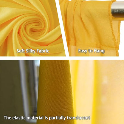 10 x 7 Feet Yellow Backdrop Curtain for Partie, Background Curtains for Photoshoot, Birthday, Wedding, Halloween, Thanksgiving, Christmas Day, New Year Party Decorations 5Ft x 7Ft, 2 Panels