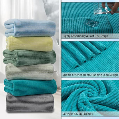 4 Piece Bath Towel Set 35"x70"Oversized Bath Towel for Bathroom Ultra Soft Fluffy Extra Large Bath Sheet Luxury Premium Bathroom Towel Highly Absorbent Quick Dry Shower Towel for Hotel Spa,Turquoise