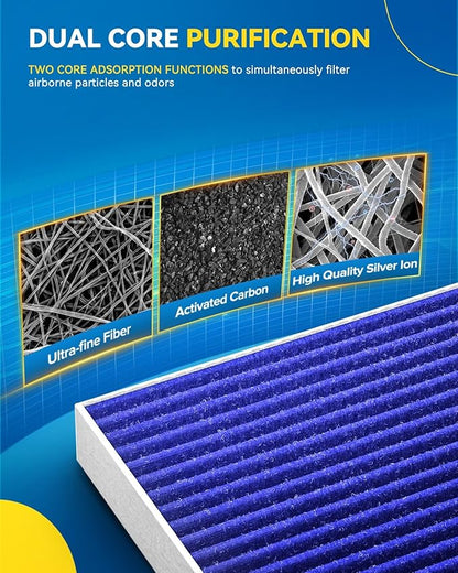 PHILTOP Cabin Air Filter, Replacement for CF10285 CP285 Camry, RAV4, Highlander, Corolla, 4Runner, Tundra, Prius, Sienna, Premium Cabin Filter with Activated Carbon Filter