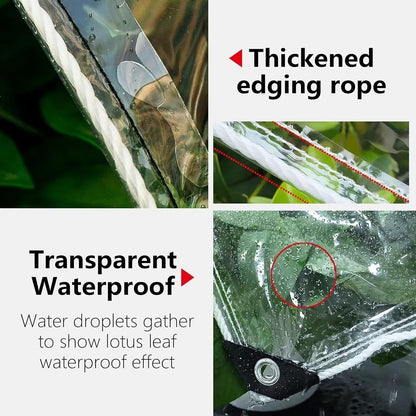 Clear Tarps with Grommets 14 Mil Clear PVC Tarp 400g/m² Thickened Tear Resistant, for Camping, Plants Greenhouse, Cars, Patio (12' X 12')