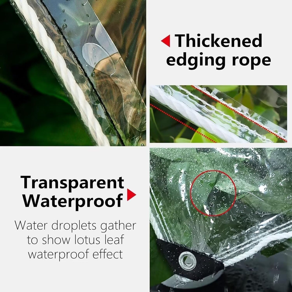 6' X 8' Clear Vinyl Tarp, 14 Mil Clear Tarps Heavy Duty Water Resistant, 400g/m² Thickened Tear Resistant with Metal Grommets, for Patio Porch and Garden Chicken Coop