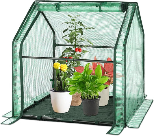 U'Artlines Portable Mini Greenhouse Small Green House with Waterproof Pad 36x18x33 Inch Plant Cover Tent for Garden Small Plants Indoor Outdoor, Green PE