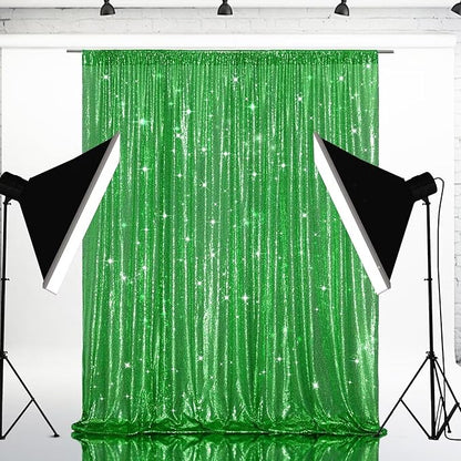 Eternal Beauty Green Sequin Backdrop, 8x10 Ft Glitter Background Curtains for Christmas Shimmer Photography Party Wedding Birthday Back Drop Decor