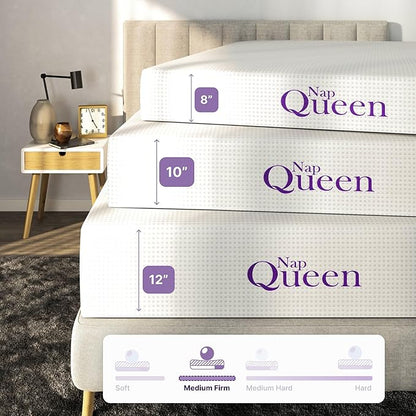 NapQueen 6 Inch Twin Size Mattress, Bamboo Charcoal Memory Foam Mattress, Bed in a Box, White