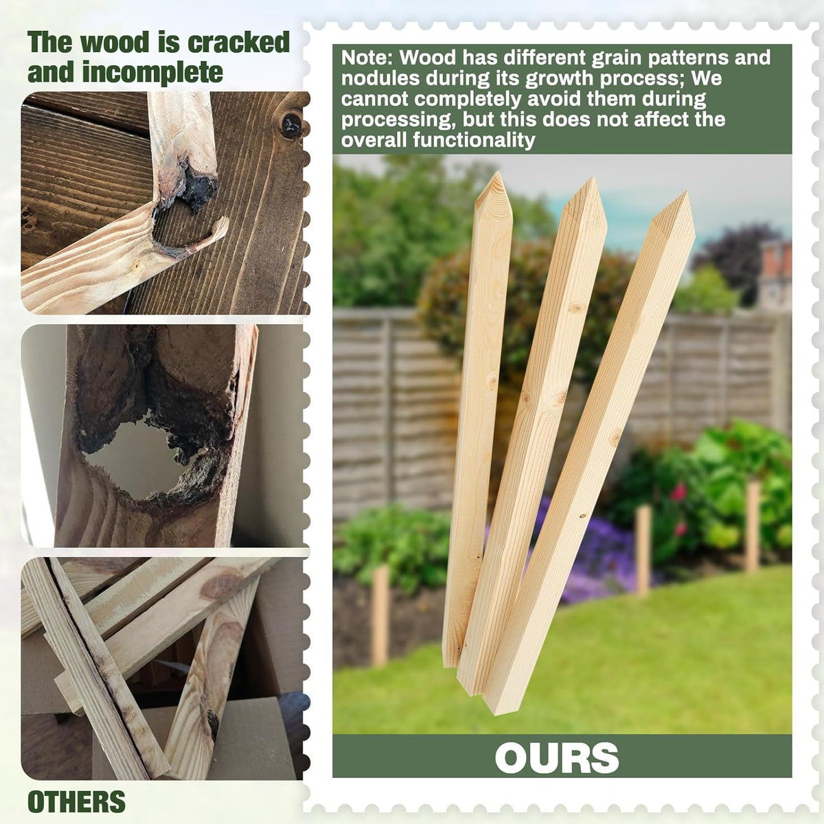 48 Pieces Wooden Garden Stakes 18 x 0.75 Inch Grade and Survey Stakes Wooden Garden and Sign Posts for Plant Support Silt Fence Yard Farm Survey Boundaries Baselines