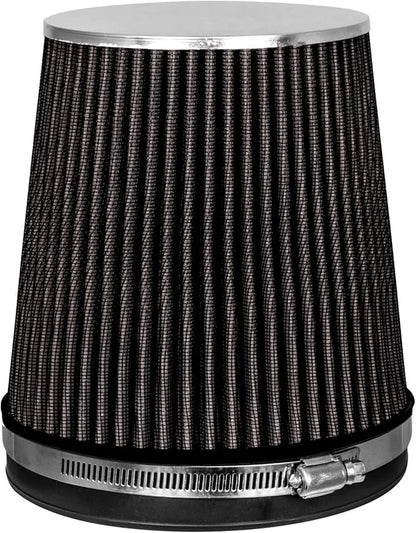 BLACK 6" 152 mm Inlet Short Truck Air Cone Replacement Performance Washable Clamp-On Dry Air Filter (6" Tall)