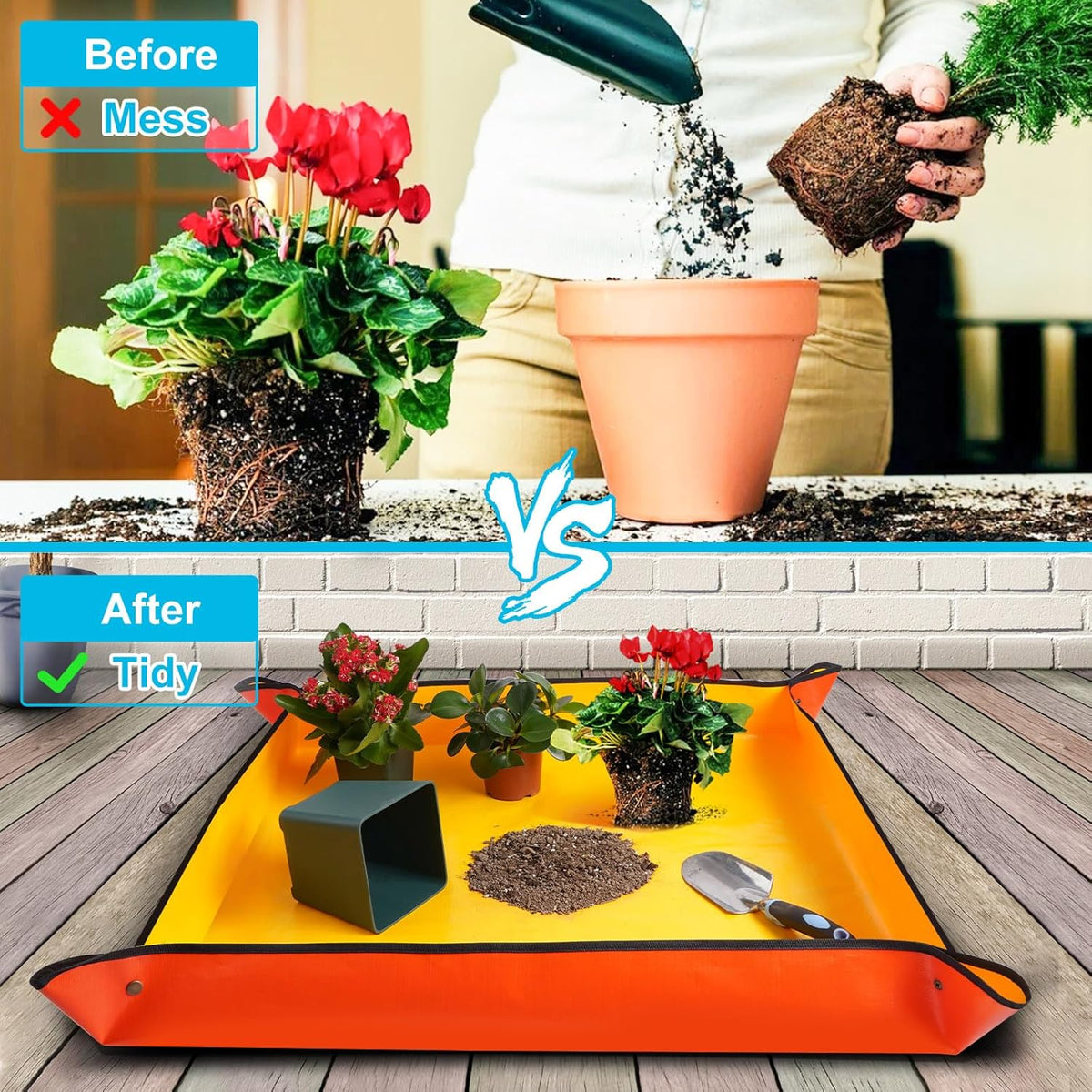 Large Potting Mat for House Plant Transplanting and Soil Mix Control Waterproof Plant RepottingTray Gardening Tools Plant Gifts for Plant Lovers (39.5"X31.5")