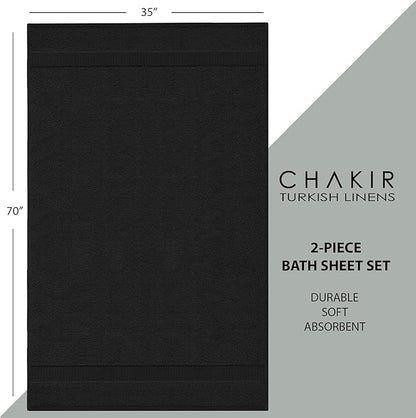 Chakir Turkish Linens, 100% Cotton Premium Quality Turkish Bath Sheets (35''x70'' Large Bath Sheet Towels - Black)