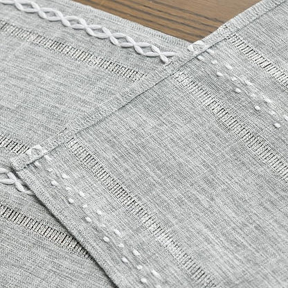 Artoid Mode Grey Rustic Cotton Linen Table Runner, Seasonal Embroidered Hollow Kitchen Dining Table Decoration for Home Party Decor 13x72 Inch