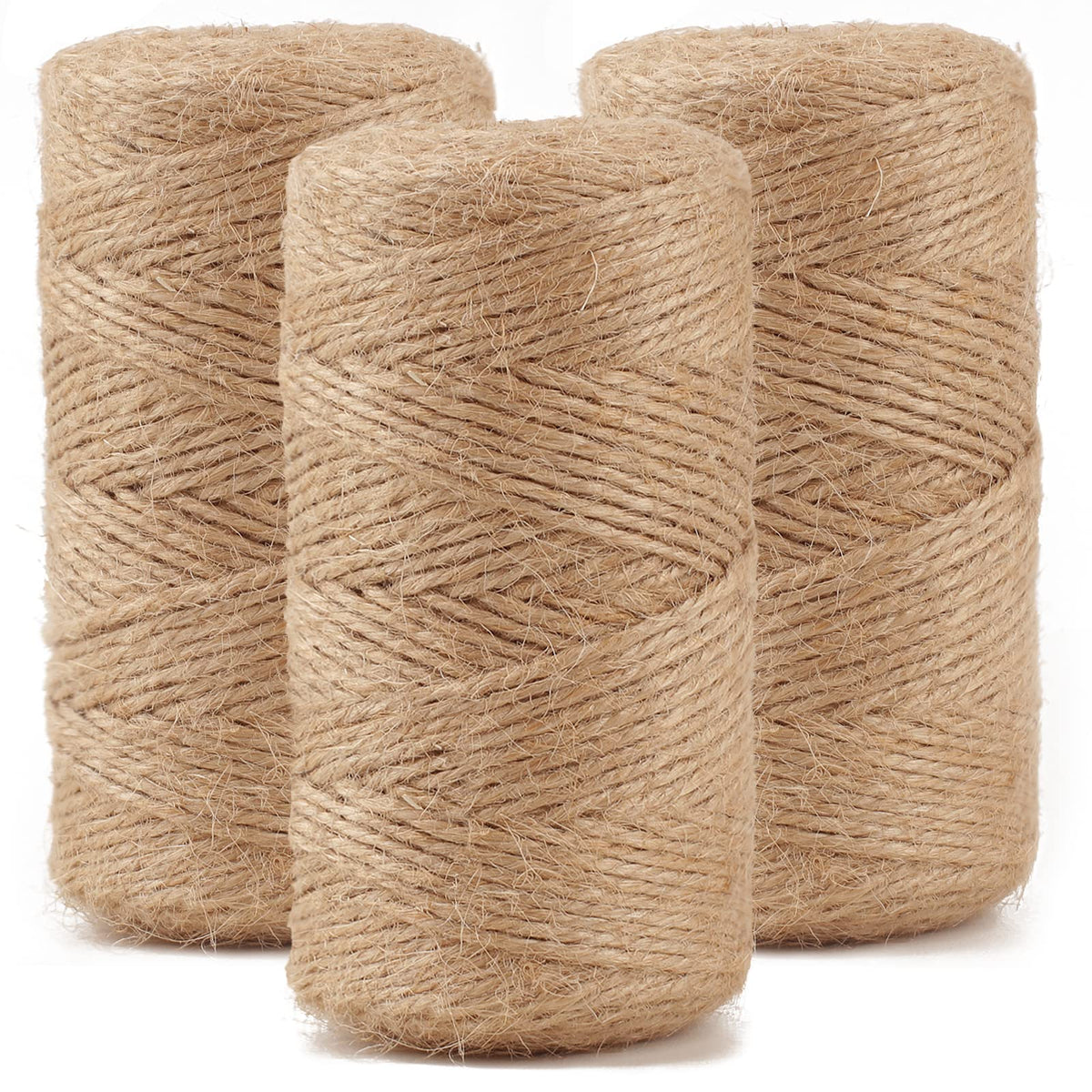 984 FT Natural Jute Twine, 3ply Thin Ribbon Hemp Twine for Gardening, Plant, Gift Wrapping, Art, Wedding Decoration, Packing, Bulk (3 Roll)