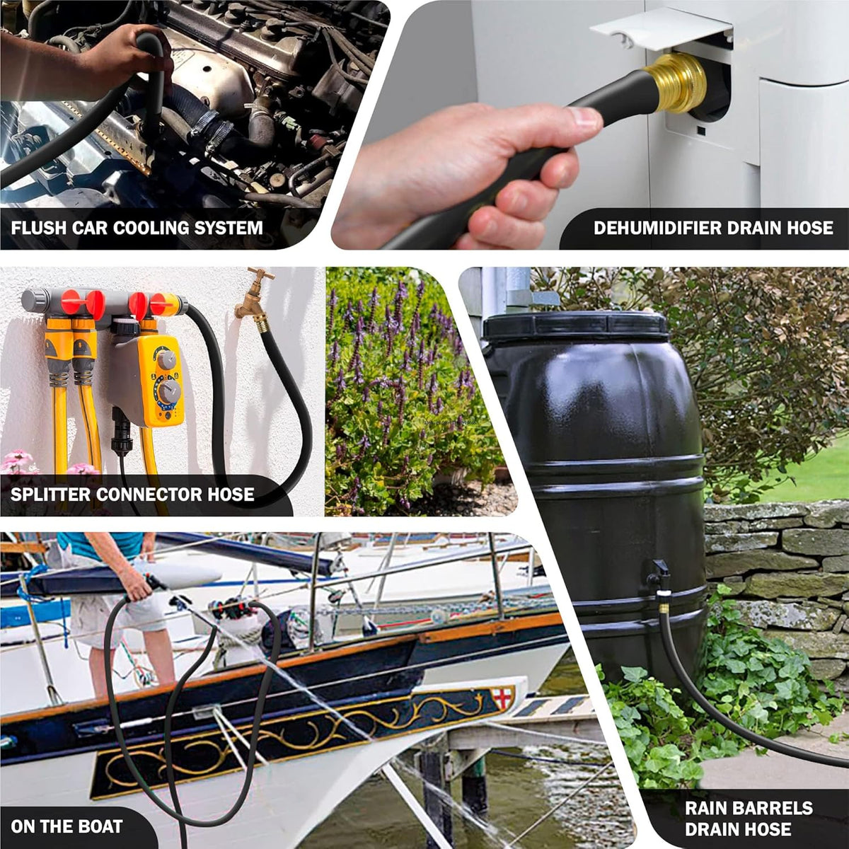 Worth Short Lead-in Black Garden Hose 3/4 in. x 12 ft. -Kink Free, No Leaking, Male/Female Fittings -Heavy Duty Durable Flexible Lightweight Water Pipe -Brass Aluminum Ends for Household & Commercial