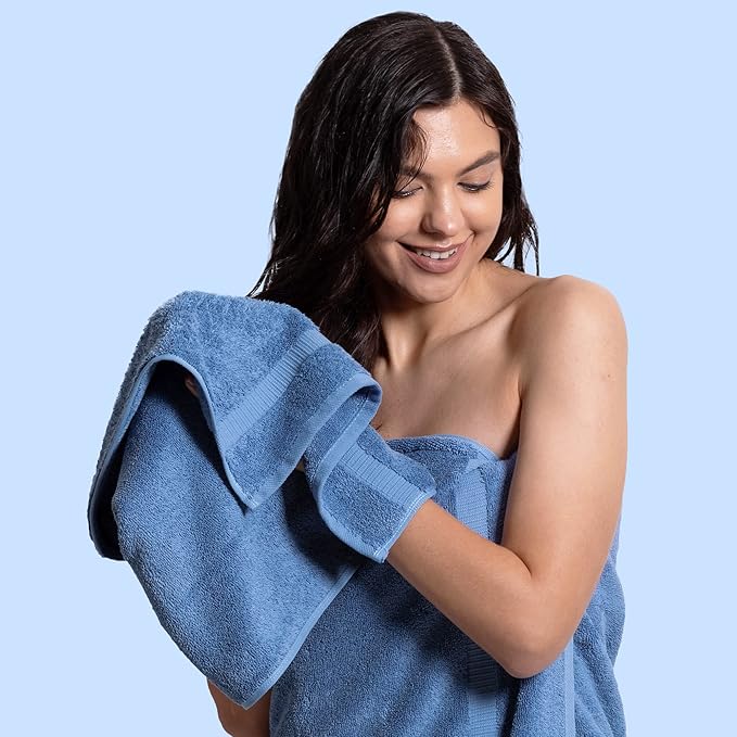 Chakir Turkish Linens | Hotel & Spa Quality 100% Cotton Premium Turkish Towels | Soft & Absorbent (6-Piece Hand Towels, Wedgewood)