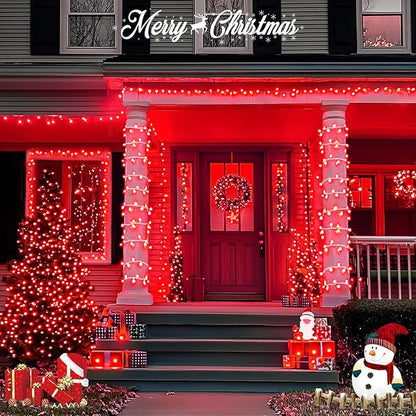 JMEXSUSS 500 LED Red Halloween Lights Indoor Outdoor, 163 FT Clear Wire Red Christmas String Lights Plug in, 8 Modes Christmas Tree Lights Outdoor Waterproof for Tree Bedroom Room Halloween