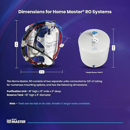 Home Master TMAFC Artesian Full Contact Reverse Osmosis System, 7-stages, Patented 2-Pass Alkaline Remineralization, Fast 4.5s Fill Rate, 8.5” catalytic carbon, 5-year limited parts