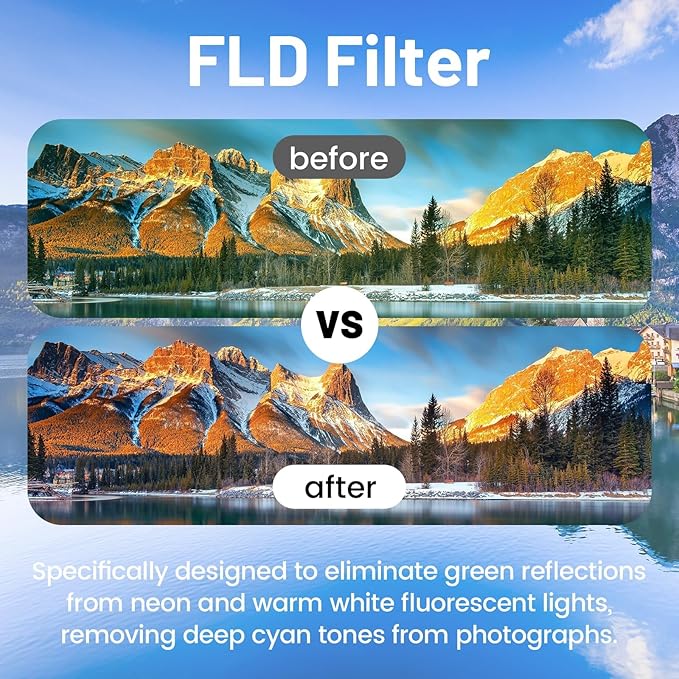 Universal 82mm 3 Piece Lens Filter Kit with Storage Case, Multi-Coated Optical Glass UV Protection Filter + CPL Polarizer + FLD Fluorescent Filters Set with Aluminum Alloy Frame