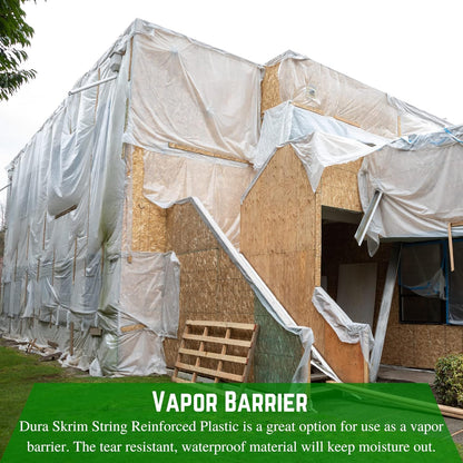 Farm Plastic Supply - Dura Skrim String Reinforced Clear Plastic Sheeting - 10 Mil - (32' x 40') - UV-Rated Extra Heavy Duty Poly Film Tear Resistant, Vapor Barrier Polyethylene Roll for Construction