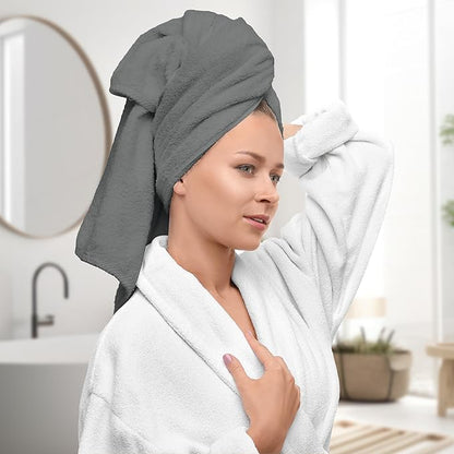 Avalon Towels Luxury 8 Piece Towels Set, 2 Bath Towels, 2 Hand Towels and 4 Washcloths, 600 GSM 100% Ring Spun Cotton Highly Absorbent Bathroom Towel Set, Ideal for Hotel, Spa and Gym (Grey)