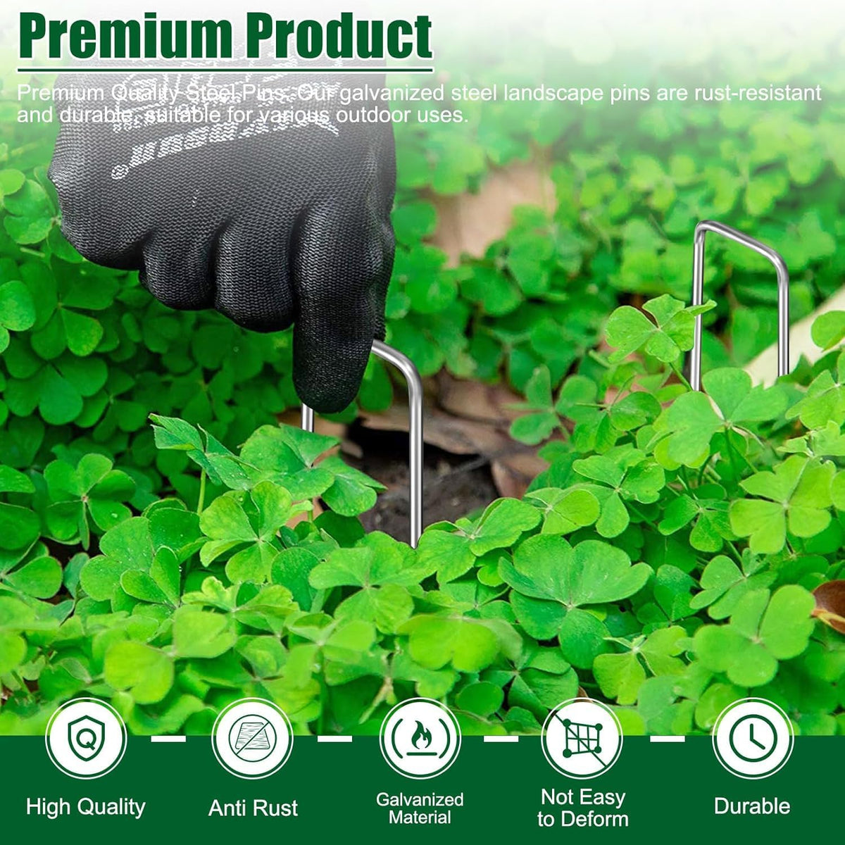 10 Inch 11 Gauge Galvanized Landscape Staples Stakes for Decoration, 25/100/200pcs Garden Metal Stakes for Weed Barrier Fabric, Fence Stakes, Tent Stakes (10in, 200pcs)