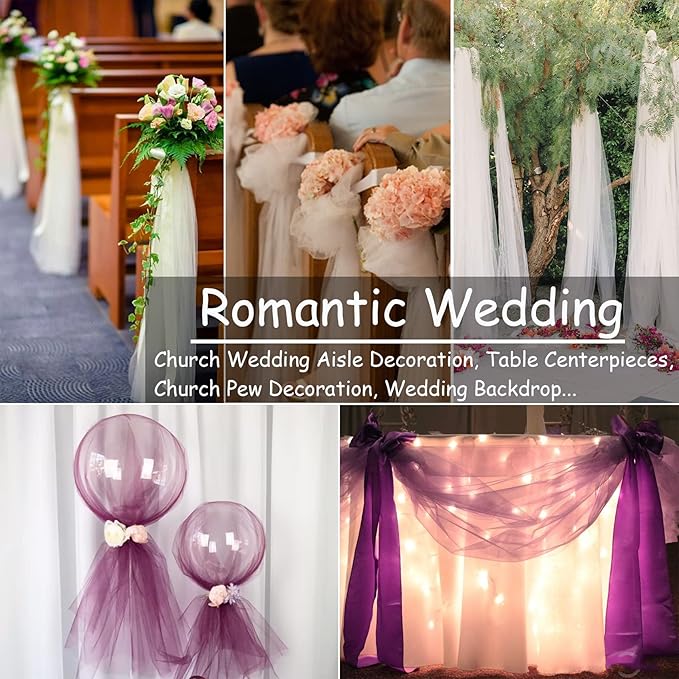 Lavender Tulle Fabric Roll Spool Bolt (54 Inch by 40 Yards) Large Tulle Wedding Party Decoration, Tutu Skirt, Table Runner, Gift Wrapping, Bridal Shower, Soft & Drape (Lavender)