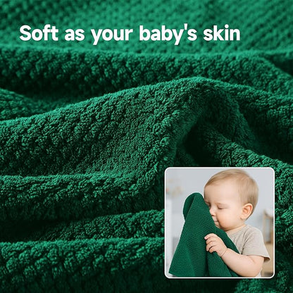 REDKISS Soft 6 Piece Bath Towel Set - 2 Bath Sheets, 2 Hand Towels, 2 Washcloths - Highly Absorbent, Quick Dry, Lightweight Towel Sets Collection, Premium Dark Green Towels for Bathroom, Gym & Spa