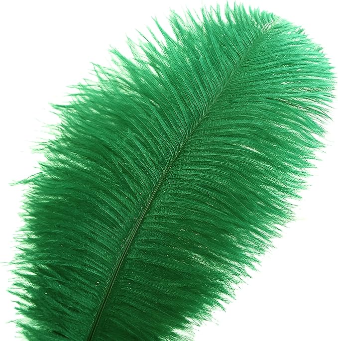 Ballinger Green Ostrich Feathers Bulk - 24pcs 10-12inch Feathers for Vase, Wedding Party Centerpieces Mardi Gras Decorations and Home Decor