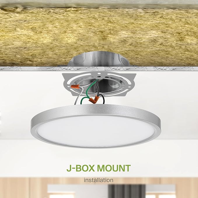 ASD LED 9" Round Flush Mount Ceiling Light Fixture, Low Profile Surface Lighting | 5CCT, Dimmable, Ultra-Thin, ETL Listed | 18W 1660LM 2700-6000K 120V | Kitchen, Bedroom, Hallway Lamp | Nickel