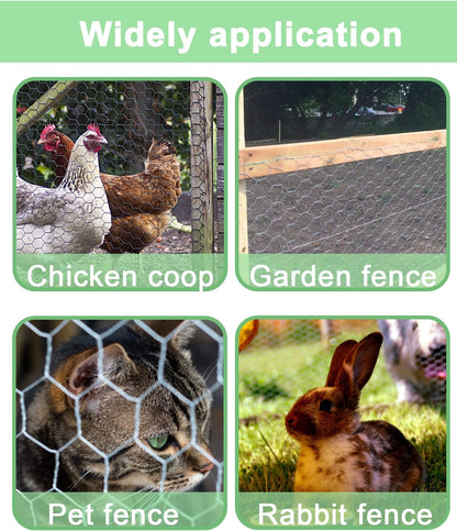Garden Poultry Green Chicken Wire - 16.5 '' × 157 '' Chicken Wire Floral for Crafts, Garden Fence Animal Barrier, 1 inch Mesh Poultry Netting Fence, Pet/Rabbit/Chicken Wire Fencing
