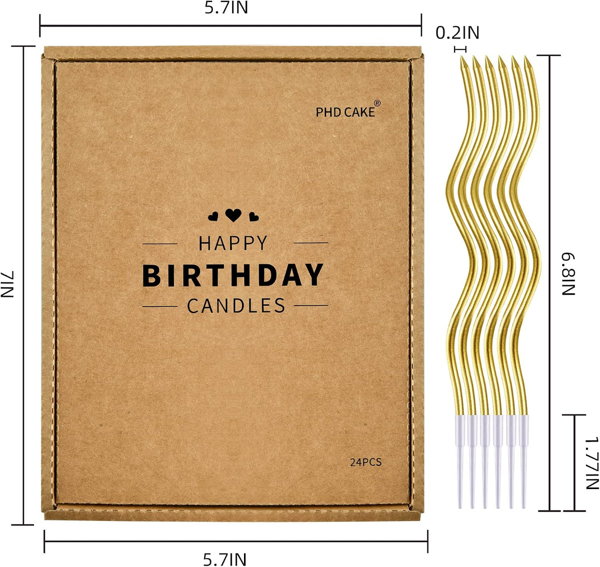 PHD CAKE 48-Count Gold Spiral Long Thin Metallic Birthday Candles, Cake Candles, Birthday Parties, Wedding Decorations, Party Candles