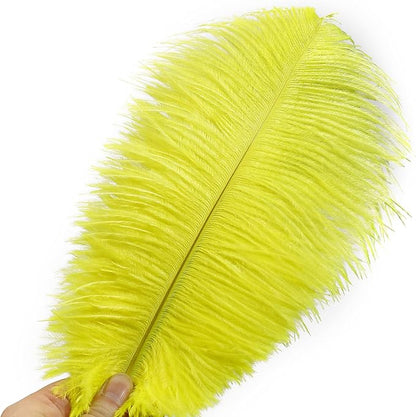 Ballinger Fluorescent Yellow Ostrich Feathers - 24Pcs 10-12inch Feathers Bulk for Vase, Party Centerpieces, Mardi Gras Decorations and Home Decor