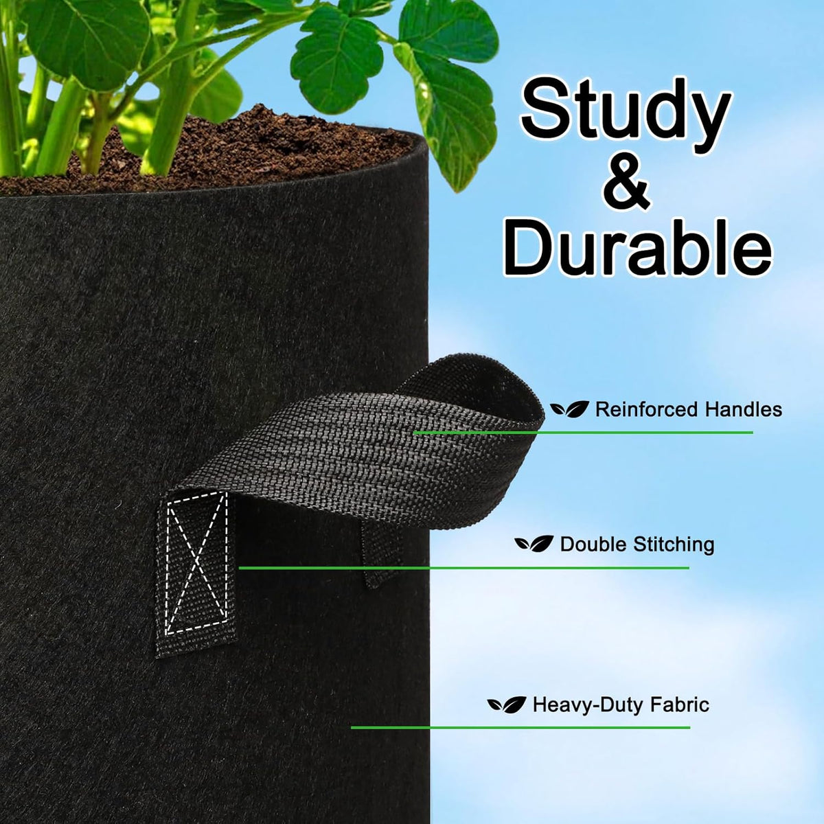 5-Pack 20 Gallon Grow Bags, Large Nonwoven Fabric Pots with Handles for Planting Fruits, Vegetables, Flowers Indoor Outdoor