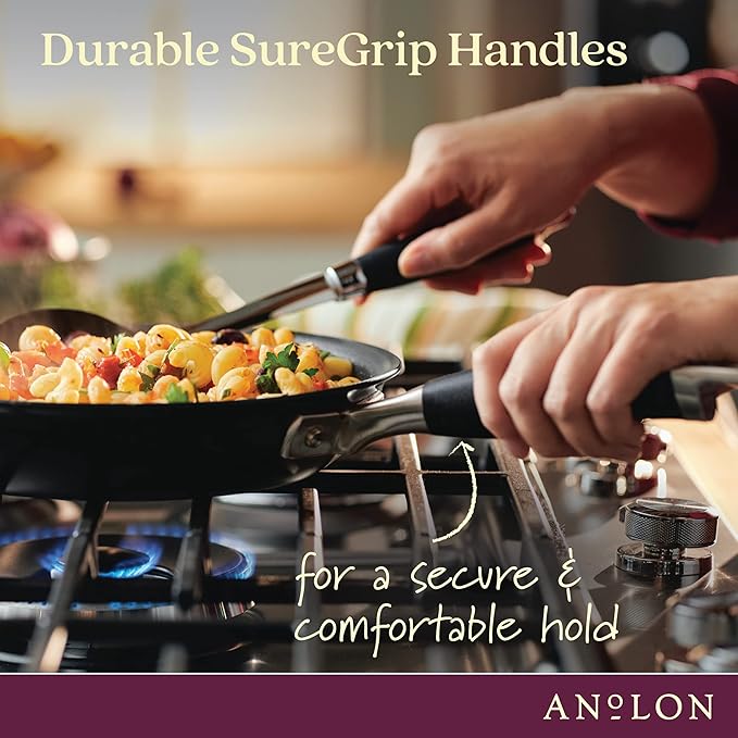 Anolon Advanced Home Hard Anodized Nonstick Skillet, 10.25 Inch – 10 Inch Fry Pan, Non Stick Saute Pan, Durable Cooking Skillet - Onyx