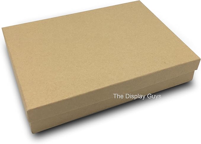 TheDisplayGuys - 25-Pack #53 Kraft Paper Cardboard Gift Boxes/Jewelry Cases w. Cotton Padding & Lid - Kraft Brown - (5.4" x 3.9" x 1.0")