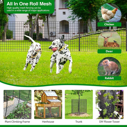 Welded Wire Fence, 50ft(L) x 36inch(H) PVC Coated Wire Fencing for Dog, 2 Inch x 3 Inch 16GA Fencing for Chicken, Anti-Rust Roll Metal Wire Mesh Fence for Yard Vegetable, Black