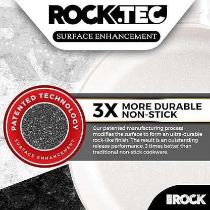 THE ROCK SOHO 9.5-Inch Non Stick Frying Pan with Lid–Nothing Sticks, Never Warps, Lasts Longer, Ceramic Non Toxic Skillet with Heat-Resistant Handle, PTFE PFOA&PFAS Free, Oven & Dishwasher Safe, Cream