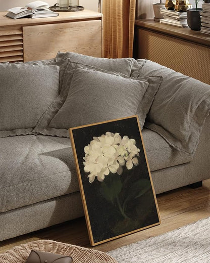 InSimSea Framed Wall Art - Large Canvas Prints for Living Room, Bedroom, Bathroom, Kitchen & Office Decor - White Hydrangea Oil Painting - 16x24in