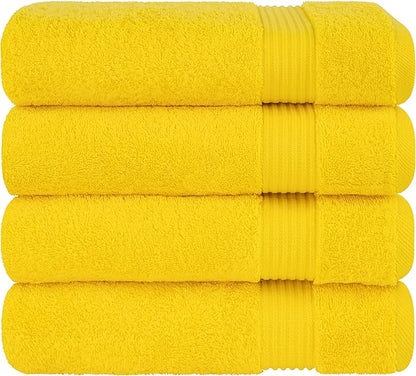Cotton Paradise 4 Piece Turkish Bath Towels for Bathroom, 100% Cotton Extra Large Soft Plush Towels Bathroom Set, Yellow