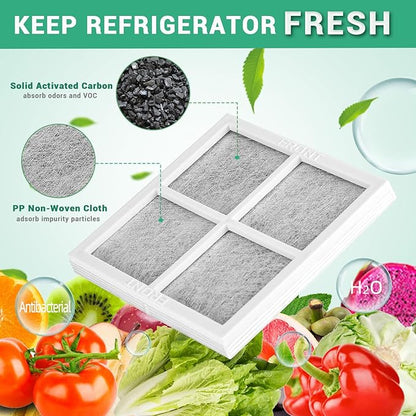 4 Pack Refrigerator Air Filter Replacement, Compatible with LG LT120F and Kenmore Elite 469918, 9918, ADQ73214402, ADQ73214403, ADQ73214404, LMXS30776S