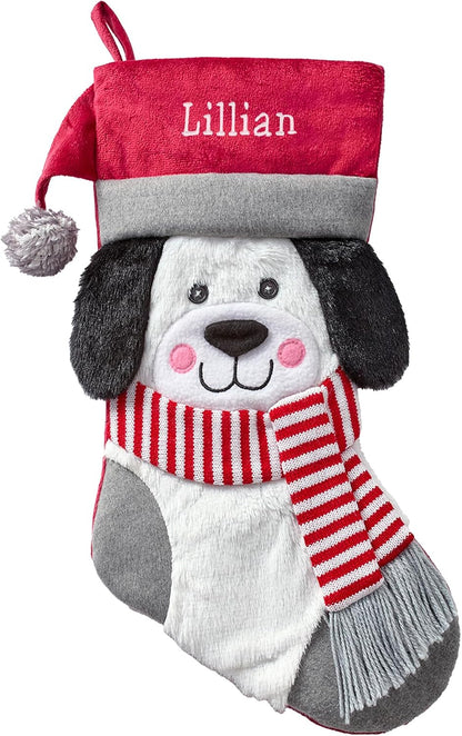 Let's Make Memories Personalized Christmas Stocking - Stockings for Family - Embroidered Name - Custom Christmas Decor - 8”x19” - Plush Friends - Dog