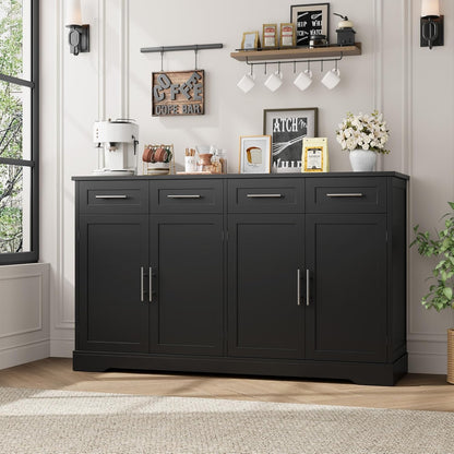 HOSTACK 60" W Sideboard Buffet Cabinet with Storage, Kitchen Cabinet, Black