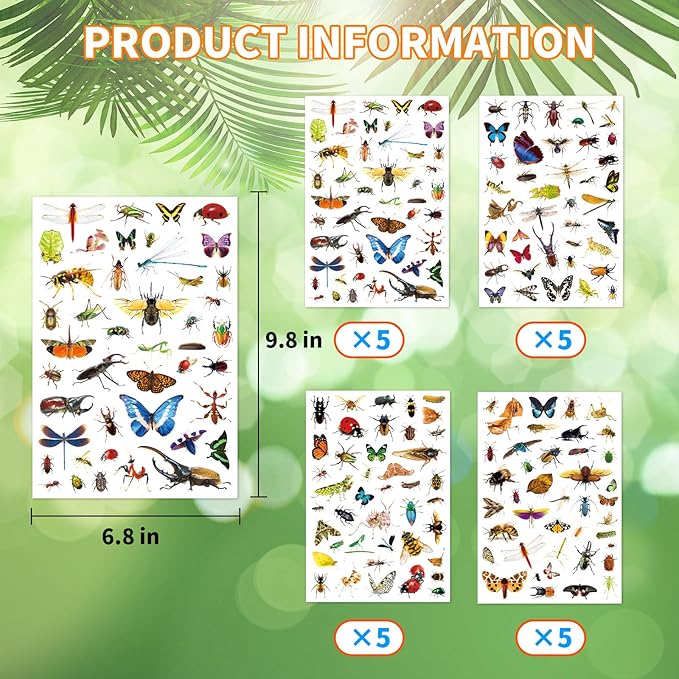 Insect Animals Stickers 840 Count Insect Bug Butterfly Animal Stickers Party Favors Gifts Sticky Decor for Scrapbook Calendar Planner Gift Wrap Decor