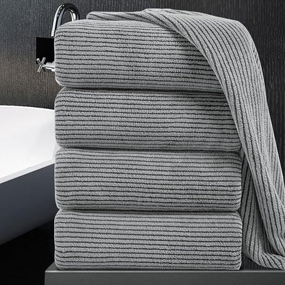 4 Piece Bath Towel Set 35"x70"Oversized Bath Towel for Bathroom Ultra Soft Fluffy Extra Large Bath Sheet Luxury Premium Bathroom Towel Highly Absorbent Quick Dry Shower Towel for Hotel Spa,Dark Grey