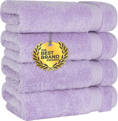 Cotton Paradise Hand Towels for Bathroom, 100% Cotton Turkish 4 Piece Hand Towel Set, Soft Absorbent Face Towels, Lilac Hand Towels